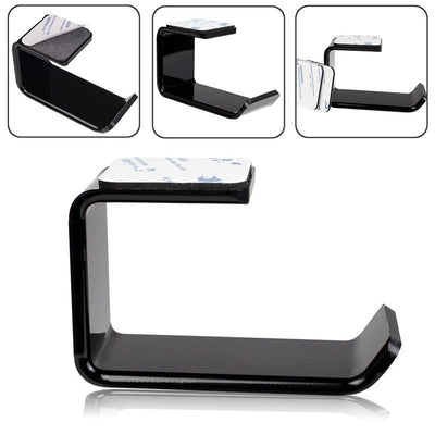 Black Adhesive Desktop Mount Headphone Holder/Hanger/Hook With 2 Stickers Headset Shelf Rack